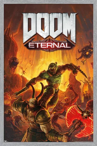 Miniatura 13 de Trends International Doom Eternal - Póster de pared Marauder, 22.4 pulgadas de largo x 14.7 pulgadas, versión enmarcada en madera de granero
