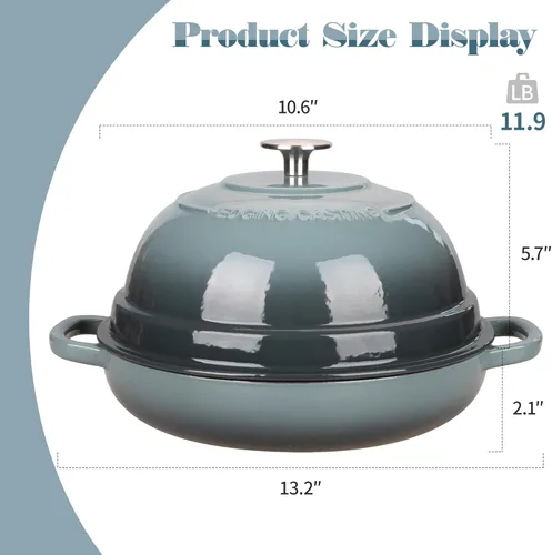 Miniatura 3 de EDGING CASTING Olla de horno holandés de hierro fundido esmaltado con tapa, horno de pan redondo para hornear pan de masa madre casero, 6 cuartos