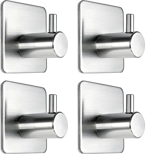 Fotosnow Ganchos adhesivos para toallas, ganchos de pared resistentes al agua, de acero inoxidable para colgar abrigos, sombreros, toallas, colgador