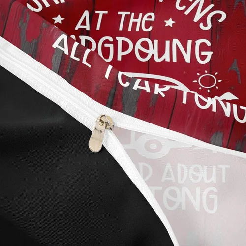 Miniatura 6 de Decoraciones para caravanas de remolques, funda de edredón de campamento feliz, juego de ropa de cama rústica color rojo de 3 piezas para niños