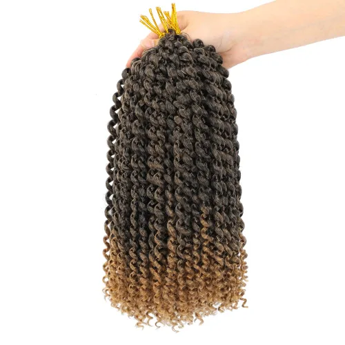 Miniatura 9 de Dansama - 7 paquetes de extensiones de cabello trenzado ondulado Passion Twist, extensiones de cabello de trenzas con ganchillo estilo mariposa, #1B