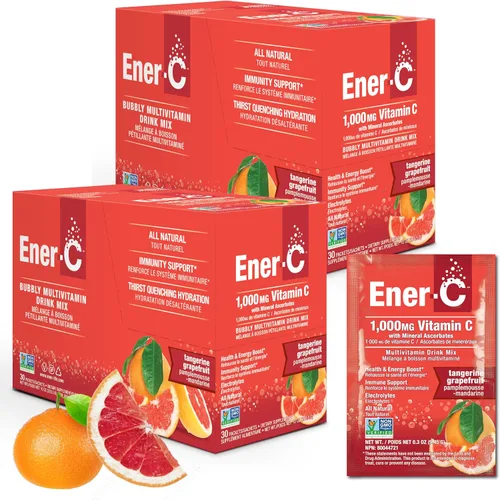 Ener-C Mezcla de bebida multivitamínica de pomelo mandarina, 1000 mg de vitamina C, sin OMG, vegano, polvo de jugo de fruta real, apoyo inmunitario