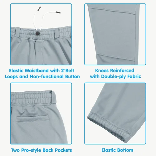 Miniatura 3 de Mivei Pantalones de béisbol para niños de 2 a 7 años, pantalones de béisbol para niños pequeños, pantalones de sóftbol con bolsillos UPF50+