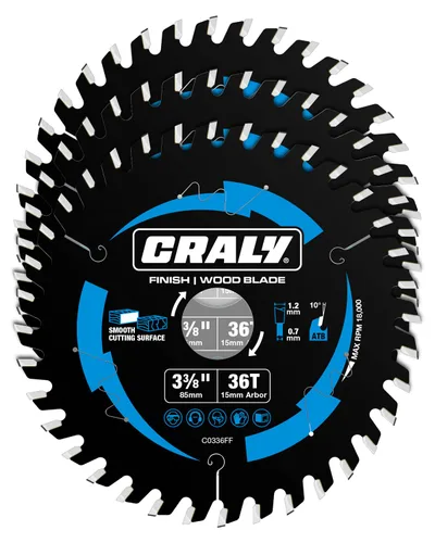 Miniatura 12 de CRALY Hoja de sierra circular de 3-3/8 pulgadas, 24 y 36 dientes, para corte de madera enmarcado/acabado fino, eje de 15mm, punta de carburo, corte