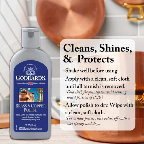Miniatura 6 de Goddard's Pulidor de cobre y latón, limpiador de cobre y limpiador de latón para un brillo duradero, esmalte de metal para peltre, cromo y más