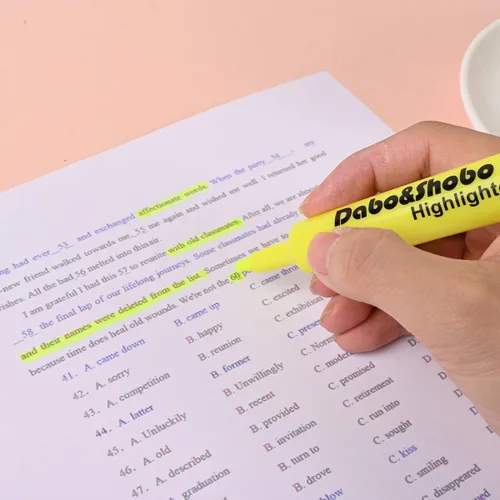 Miniatura 4 de Dabo&Shobo Resaltador amarillo, paquete de 24 unidades, color brillante, punta de cincel, para adultos, resaltado en la oficina escolar en casa