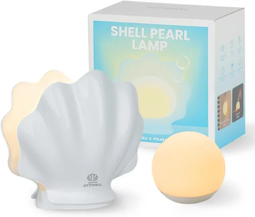 Lámpara de mesita de noche Shell con cargador inalámbrico, luz regulable sin escalones para dormitorio y dormitorio, lámpara de estado de ánimo