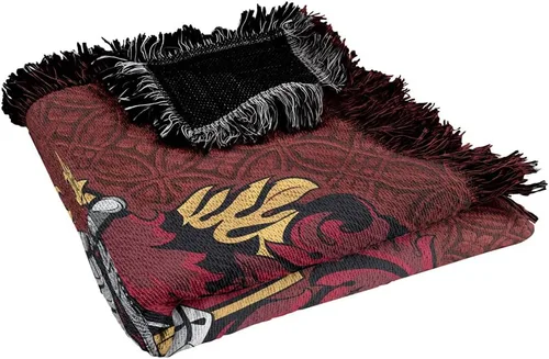 Miniatura 5 de Manta de Harry Potter, 50 x 60 pulgadas, tapiz tejido original de Gryffindor, mezcla de algodón, manta con flecos