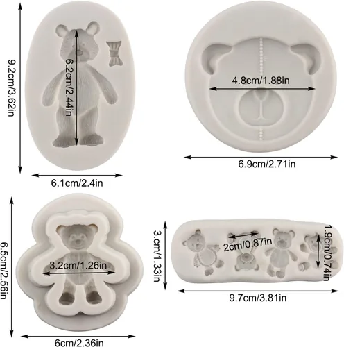 Miniatura 2 de Moldes de silicona para fondant de oso para decoración de pasteles de oso de peluche, decoración de cupcakes, pasta de goma de mascar de azúcar