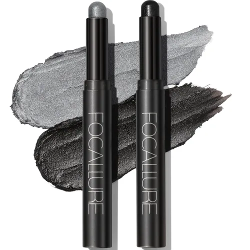 Miniatura 12 de FOCALLURE 2 unidades de sombra de ojos en barra crema, lápiz de sombra de ojos iluminador, juegos de sombra de ojos con fórmula a prueba de arrugas
