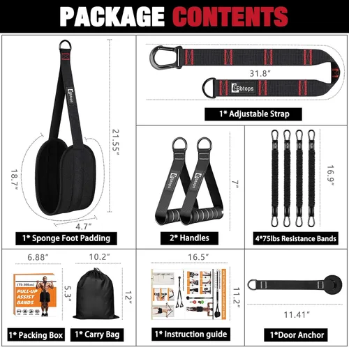 Miniatura 6 de Pull Up Assistance Bands Set, 300 lbs Max Heavy Duty Resistance Bands with Adjustable Strap, Non-Slip Handle & Door Anchor, Full Body Strength Negro