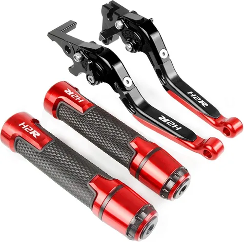 Miniatura 24 de Para Kawasaki H2 H2R 2015-2016 Palanca de freno de embrague de motocicleta aluminio extensible ajustable palancas plegables empuñaduras H2R logotipo