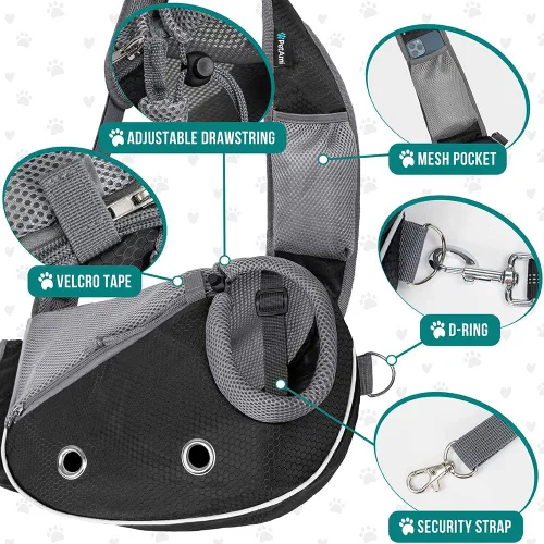 Miniatura 3 de PetAmi Transportador de Eslinga para Perros Pequeños, Bolso Transportador de Eslinga para Cachorros, Bolsas para Perros para Viajar, Bolsa