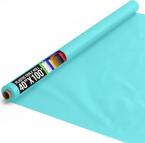 Miniatura 38 de Exquisito rollo de mantel de mesa de plástico aqua de Party Solids 4 piezas 40" X 300' Rollo de mantel de mesa de plástico - Rollos de mantel