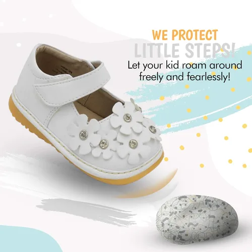 Miniatura 8 de Little Maes Boutique Mary Jane - Zapatos chirriantes para niñas pequeñas ideales para caminar con chirriador extraíble y correa ajustable zapatos