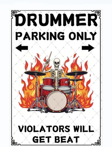 Cusde Drummer - Letrero de metal con diseño de calavera, decoración de pared, estilo vintage, retro, para hombres y mujeres, decoración de pared,