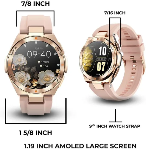 Miniatura 8 de ALPHAGEAR Zulu - Reloj inteligente para mujer, reloj inteligente de oro rosa con Gorilla Glass, pantalla AMOLED, seguimiento menstrual + bienestar