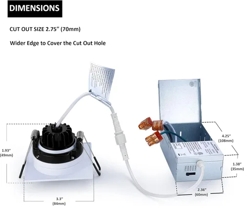 Miniatura 5 de POPANU Foco giratorio de cardán empotrado sin canless de 5 CCT de 3 pulgadas, lámpara de techo de globo ocular de 3 pulgadas, luces empotrables