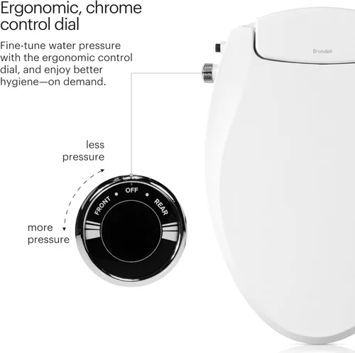 Miniatura 4 de Brondell Asiento de inodoro de bidé no eléctrico, asiento ecológico Swash, se adapta a inodoros alargados, color blanco, sistema de boquilla doble