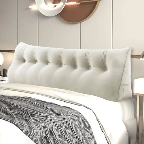 Miniatura 25 de Almohada de Cuña para Cabecero, Almohada Bolster Grande para Lectura, Almohadas para Sentarse en la Cama para Adultos, Cojín Triangular de Amarillo