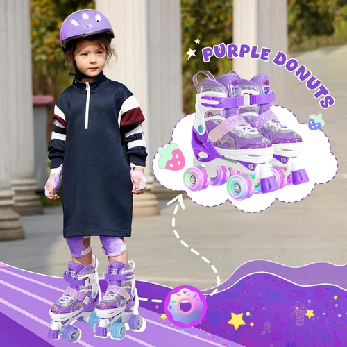 Miniatura 6 de PAPAISON Patines de ruedas ajustables con ruedas iluminadas para niñas, patines para niños y bebés de 4 a 6, 5 a 8, 8 a 12 años Púrpura
