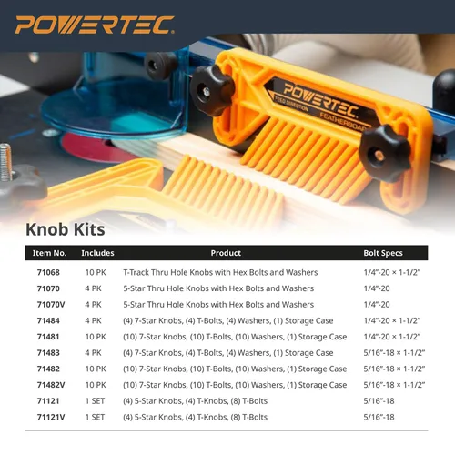 Miniatura 10 de POWERTEC 71118-P3, paquete de 6, pista en T universal de perfil de doble corte de 24 pulgadas con agujeros de montaje preperforados, pista en T