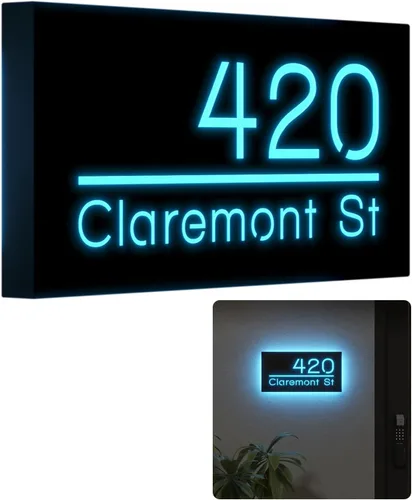 Miniatura 10 de Números de Casa Retroiluminados de 12V para Casa, Números Iluminados Personalizados, Placa de Dirección Iluminada con LED (30X15CM, Luz Blanca)