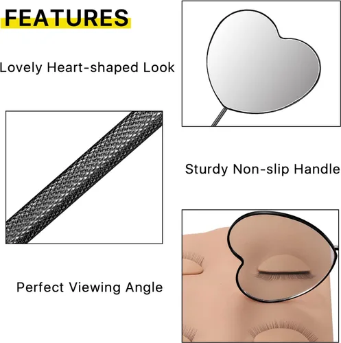Miniatura 6 de Lovely Lash Mirror - Espejo de pestañas desmontable de acero inoxidable en forma de corazón, suministros y herramientas de extensión de pestañas
