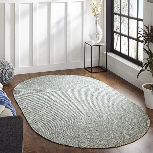 Miniatura 57 de BNM - Alfombra ovalada bohemia para interiores y exteriores con patrón trenzado sólido, perfecta para patio trasero, patio, oficina, sala de estar