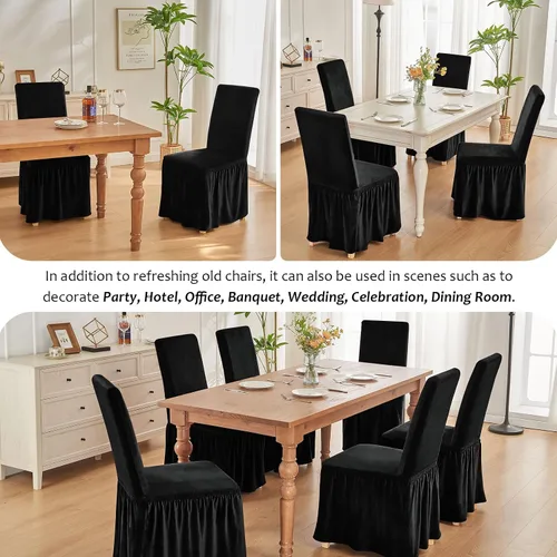 Miniatura 5 de NICEEC Fundas de silla de elastano para sillas de comedor, juego de 2 fundas de silla de comedor extraíbles con falda, fundas para sillas Parson