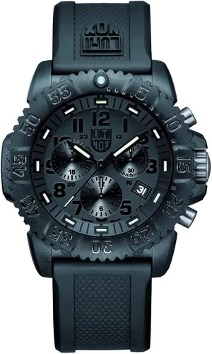 Miniatura 2 de Luminox Navy Seal Blackout XS.3081.BO.F Reloj para hombre de 1.73 pulgadas, reloj militar de buceo en función de fecha negra, cronógrafo de 656.2ft