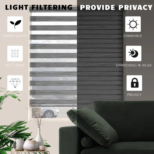 Miniatura 3 de Persianas Zebra de doble capa, personalizables, poliéster, traslúcidas para filtrar la luz, con control de luz y de privacidad