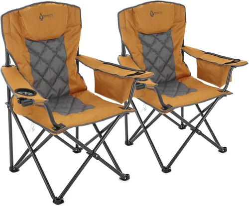 Miniatura 13 de ARROWHEAD OUTDOOR Silla plegable portátil de lujo para campamento con reposacabezas, portavasos y vidrio, enfriador de 6 latas, bolsa de transporte