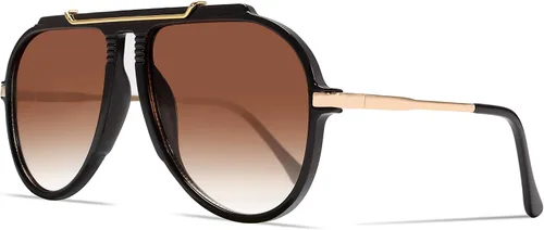 Miniatura 13 de GUVIVI Gafas de sol de aviador de gran tamaño para mujeres y hombres, estilo retro de los años 70, lentes de sol de metal dorado sin enredos