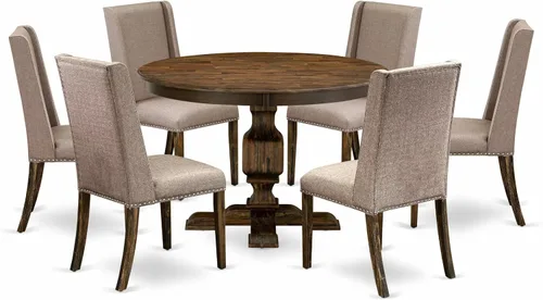 Miniatura 18 de East West Furniture F2FL5-716 - Juego de mesa de comedor de 5 piezas, incluye una mesa de cocina redonda con pedestal y 4 sillas de comedor Parson