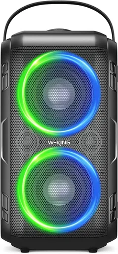 W-KING Altavoz Bluetooth T9-2 de 180 W, Boombox inalámbrico portátil de 80 W, 4 controladores (woofer de 2 x 4.04 pulgadas), graves profundos,