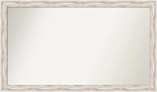 Miniatura 168 de Amanti Art Espejo de baño blanco para sobre el fregadero, 30 x 35 pulgadas, espejo de tocador rectangular estrecho de Eva de oro blanco, marco