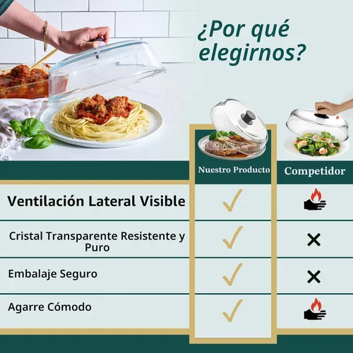 Miniatura 5 de Le'raze Cubierta de vidrio para salpicaduras de microondas de 10 pulgadas para alimentos, 100% libre de BPA y plomo de grado alimenticio, apta