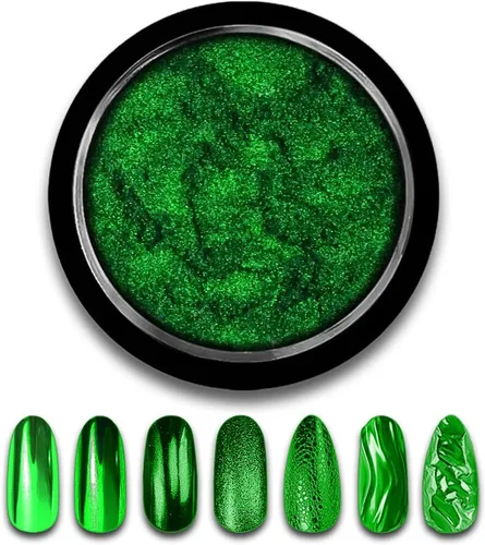 Polvo de uñas cromado verde navideño, efecto espejo, polvo metálico, holográfico, brillantina, decoración de manicura, pigmento reflectante para