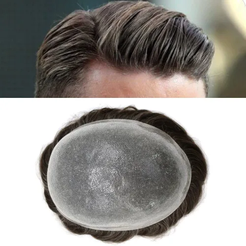 Miniatura 32 de Hair Nature - Tupé para hombres, sistema de repuesto de piezas de cabello humano, unidades de pelo negro con bucle en V de piel fina, 100% cabello
