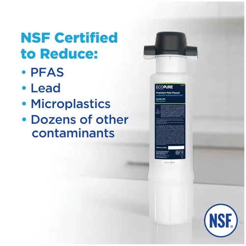 Miniatura 5 de EcoPure EPWPFF - Sistema de filtración de agua para grifo principal para debajo del fregadero, certificado NSF para reducir el plomo, cloro