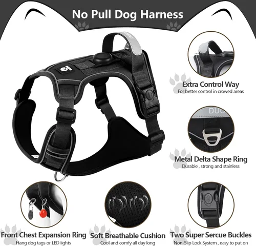 Miniatura 2 de Arnés para perro sin tirones con soporte para Airtag para perros de tamaño mediano, ajustable, a prueba de escapes, sin estrangulamiento y chaleco
