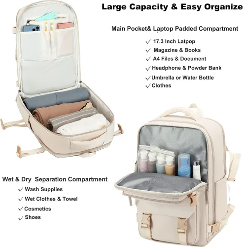 Miniatura 2 de Mochila de viaje para laptop, mochilas de trabajo de negocios, bolsa grande para mujeres y hombres, resistente al agua, aprobada por aerolíneas