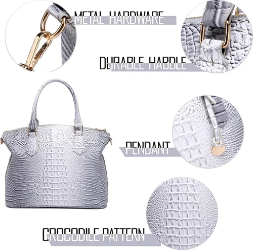 Miniatura 6 de Makcr Joacbv Bolso Satchel para Mujer Bolso Bandolera Largo Elegante Bolso Tote Asa Superior Cuero Vegano Bolsos de Mano para Damas Patrón en Relieve