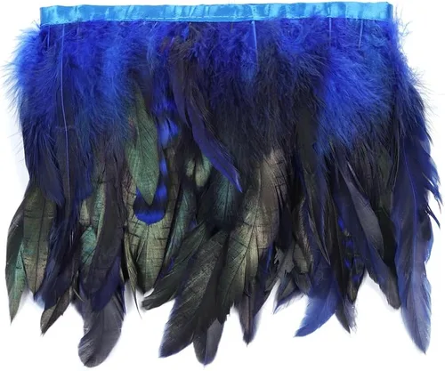 Miniatura 7 de Shekyeon Borde de flecos de plumas de gallo de 2 yardas para decoración de disfraces (negro)