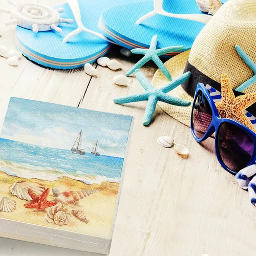 Miniatura 4 de 100 servilletas náuticas para invitados de playa de verano, 3 capas, desechables, de papel, toallas de invitados de playa, servilletas de cena