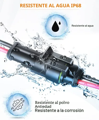 Miniatura 2 de NAOEVO Conector de 2 pines impermeable, conectores de 2 cables calibre 16 AWG, conectores eléctricos automotrices macho y hembra Way con tubo