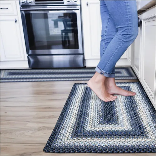 Miniatura 83 de Alfombra ovalada trenzada gris humo de 20 x 30 pulgadas, lavable para interiores y exteriores, decoración campestre para cocinas y entradas