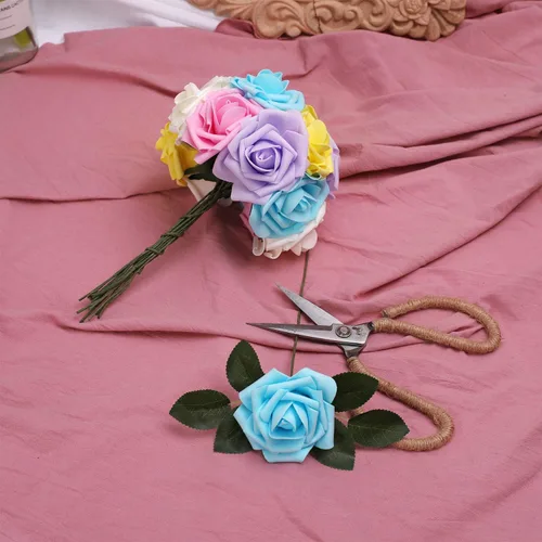 Miniatura 8 de N&T NIETING Flores artificiales de Pascua, rosas artificiales perfectas para ramos de boda, ramos de novia, centros de mesa, fiesta de despedida