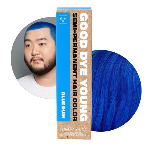 Good Dye Young Streaks and Strands - Tinte acondicionador semipermanente con protección UV (Ruina azul), sin PPD, sin crueldad animal y vegano, dura